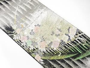 孔雀に薔薇模様織り出し　袋帯